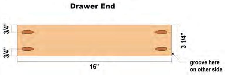 Before making the drawer, measure the opening in the Front Apron to make sure that it is the same size as shown in this plan. The drawer opening should be 18".