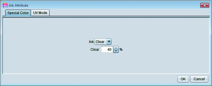 Make the settings as follows. [Ink]: Clear [Clear]: 40% 10. Select the [UV Mode] tab.