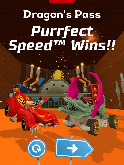 During the race, the flag on top of the first-place car shows which player is in the lead. 2.