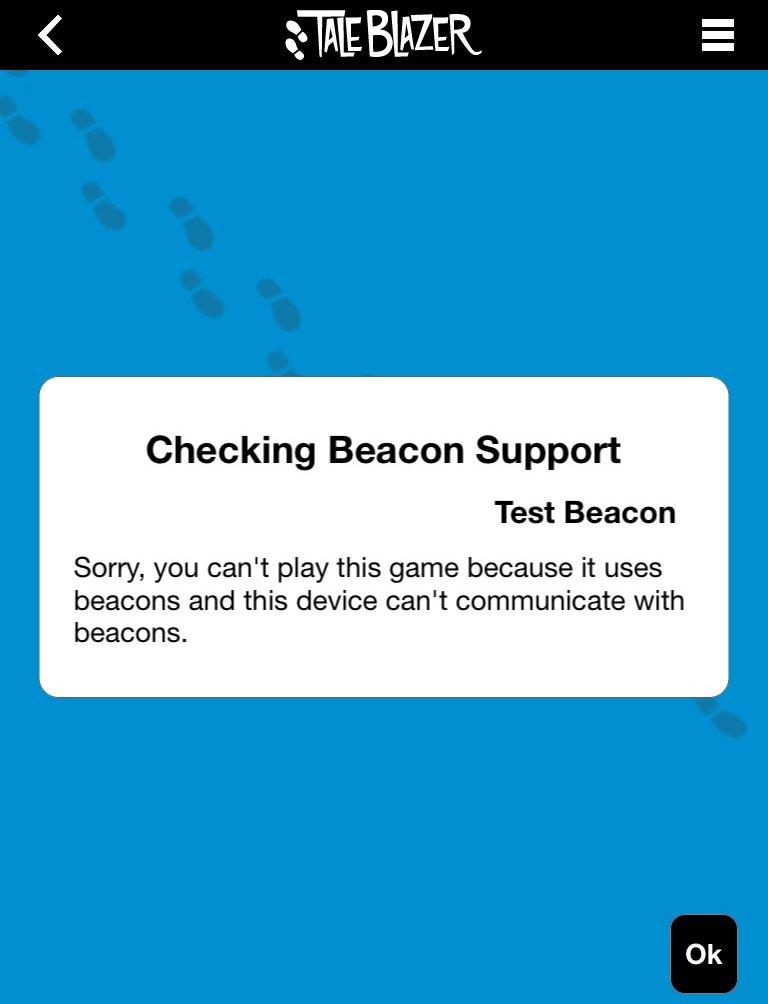 Figure 4-6: ios beacons not supported message
