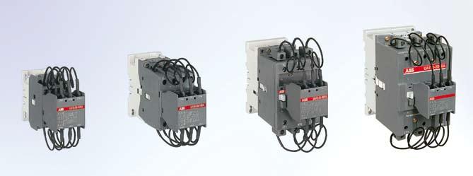 10.2 Contactors ABB offers three different versions of contactors according to the peak current value at switching on and to the power of the capacitor bank: UA.