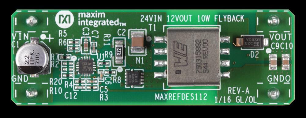 System Board 6261 MAXREFDES112#: ISOLATED 24V TO 12V 10W FLYBACK POWER SUPPLY Maxim's power supply experts have designed and built a series of isolated, industrial power-supply reference designs.