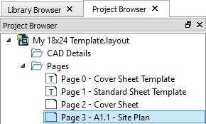 See Layout Page Numbering on page 1284 of the Reference Manual. Specify the Title as "Site Plan". Confirm that the "Standard Sheet Template" is selected in the Page Template dropdown list. 5.