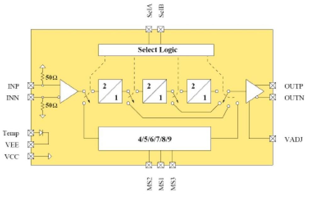 Functional Block Diagram Table 1: Pin Description Port Name Description Notes INP Prescaler Input, Positive Terminal CML signal levels INN Prescaler Input, Negative Terminal CML signal levels OUTP