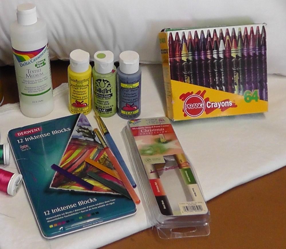 There are many products on the market for coloring on fabric; these are only some of the choices: fabric crayons,