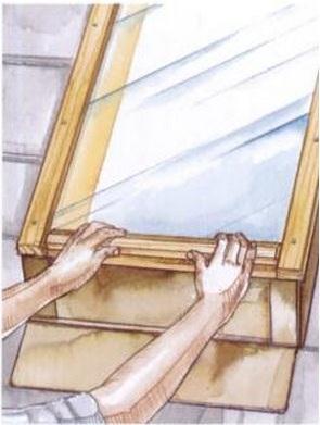Lay the glass into the skylight frame and secure it with redwood stops. Use a beveled stop for the bottom piece. 1.