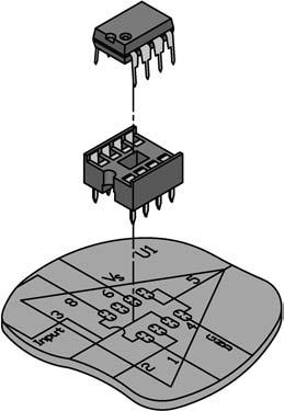 U1 - IC Socket 8-pin U1 - LM386 Integrated Circuit (see Figure D) C45 - Solder the 0.1μF capacitor across pins 2 & 6 of IC U1 as shown. The capacitor prevents the IC from oscillating.
