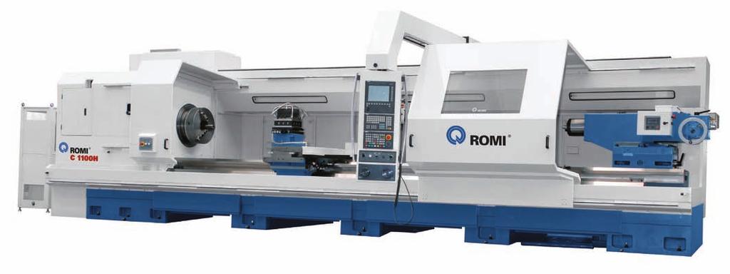 Robust machines for machining heavy duty parts with high efficiency and productivity. Headstock ASA A2-20 Spindle thru-hole: Ø 375 mm (14.8 ) Swing over bed: 1,110 mm (43.7 ) ( C 1100H) 1,330 mm (52.
