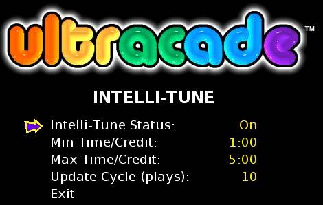 3.4.1.3 Intelli-Tune Intelli-Tune allows the operator to set an average min and max play time for all the games installed on the cabinet.