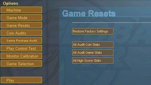 Game Resets Menu Restore Factory Settings Sets the Game Mode optional settings to the Factory Settings listed below U.S.A. Factory Settings U.K.