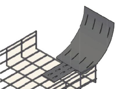 ONTRAC WIRE MESH CABLE TRAY SYSTEM Vertical Tray Radius Bracket Use to provide a curved support for cables exiting tray vertically. Attaches to bottom of tray with bendable tabs.