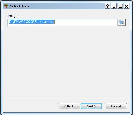 8. The Select Files screen appears, now click the Browse icon next to the Image field, and select the receiver board s main file.