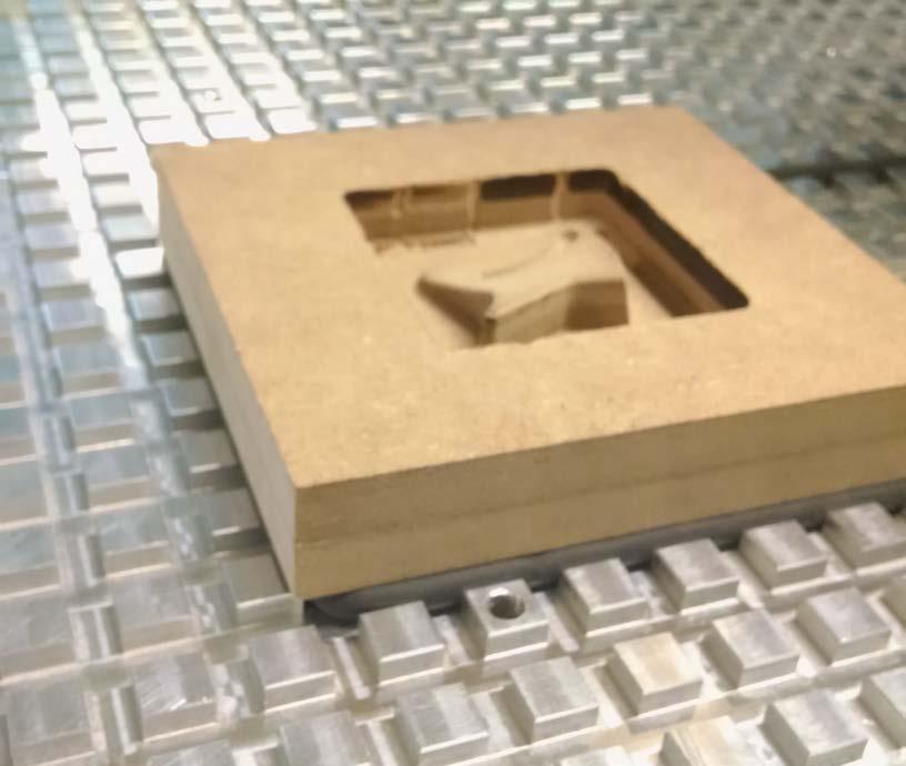 In this example, the milling doesn t go all the way through the material there s still solid material between the bottom of the cut and the metal table.