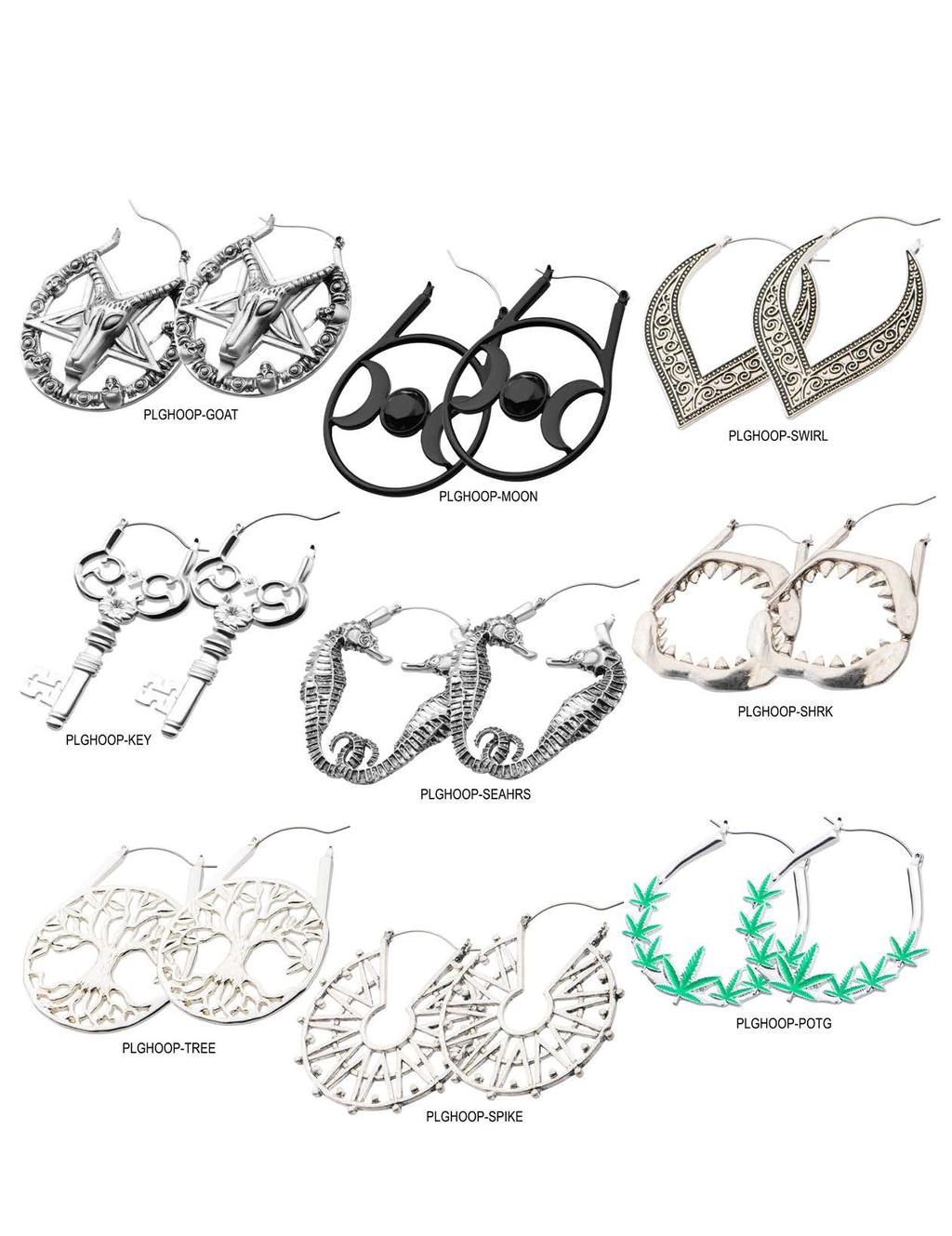 PLUG HOOPS Plug hoops were designed to fit comfortably in any tunnel style of body jewelry worn in the