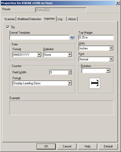 Imprinter tab The Enhanced Printer operates at full scanner speed. The printer can add a date, time, document sequential counter, and custom messages.