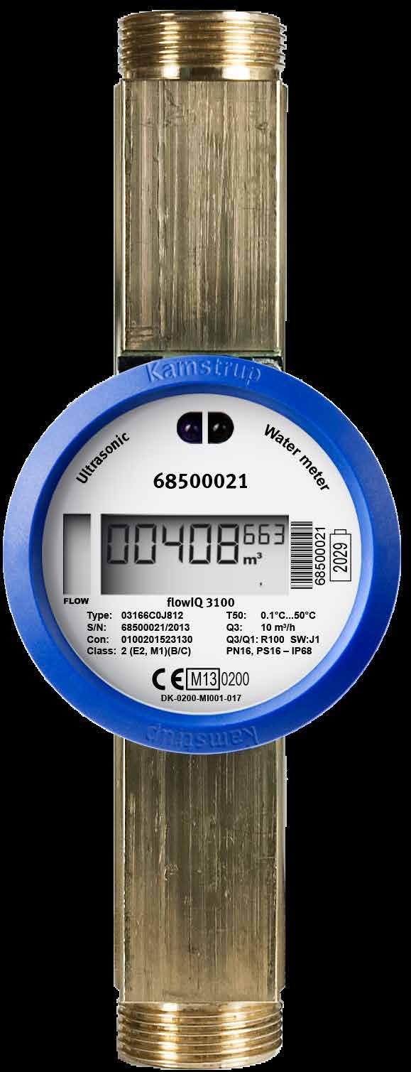 Meter details Meter information in permanent laser engraved text. Optical eye for reading and configuration Graphic flow indicator Type number (includes information on meter size, overall length etc.