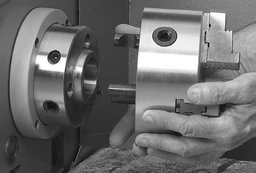 Always get assistance when removing or installing large chucks to prevent personal injury or damage to the chuck or lathe. 5.
