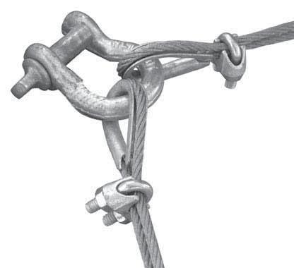 Remember to allow extra to secure the connections and install the clamps. Turnbuckle (1) and anchor shackle (AS2167) (1) Cable thimbles (2) and cable clamps (4) Cable Assembly Procedure 1.