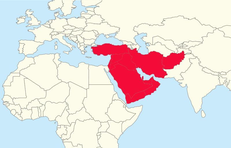 LEQ: What area is known as the Crossroads between Asia and Europe? Middle East The Middle East region is now colored red.