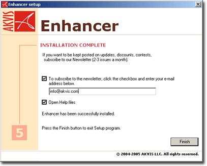 Click the check box and enter your e-mail address (fig. 6). Press Finish to exit Setup.