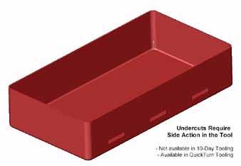 4 Other geometric considerations Parting line limitations Rapid injection molding, low-volume injection molding and production injection molding all have no limitations on the simplicity or