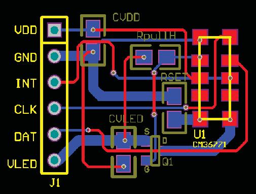 LAYOUT NOTICE AND REFERENCE CIRCUIT Circuit Layout Reference Fig. 13 - Suggested Layout APPLICATION CIRCUIT BLOCK REFERENCE V pull up V DD V IRED 0.1 μf 2.2 μf SCK SDA 2.2 kω 2.
