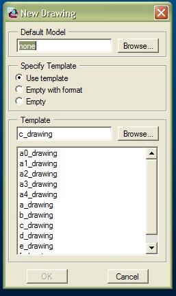 VI. STEPS IN MAKING DXF FILES IN PROENGINEER 2001 If ProEngineer is not open, start the program now. Open the part file you want to convert to a DXF file. Create a new drawing file (File->New).