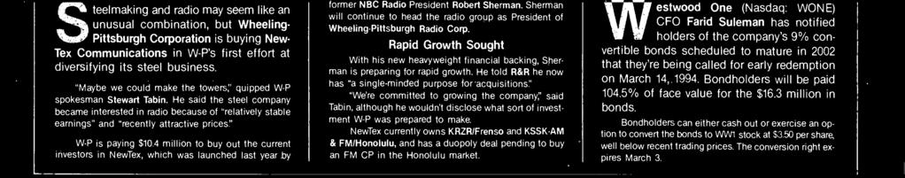 He told R &R he now hs " single- minded purpose for cquisitions" "We're committed to growing the compny;" sid Tbin, lthough he wouldn't disclose wht sort of investment W -P ws prepred to mke.