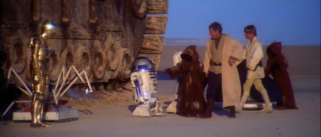 Chapter 2: Luke The droids R2D2 & C-3PO are quickly captured by Jawa traders, who sell the pair to moisture farmers Owen and Beru Lars and their nephew, Luke Skywalker.