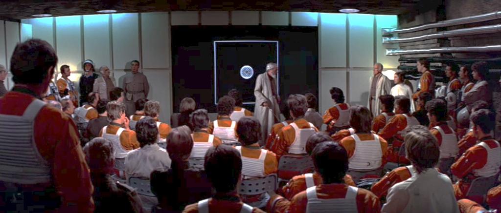 The Falcon escapes the Death Star but, unknown to everyone on board, the Empire has placed a tracking device on the ship to follow them to the rebels' hidden base on Yavin IV.