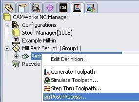 II.26. Create the toolpath by Select, then Right Click, and then Select Post Process.. to create your toolpath. II.
