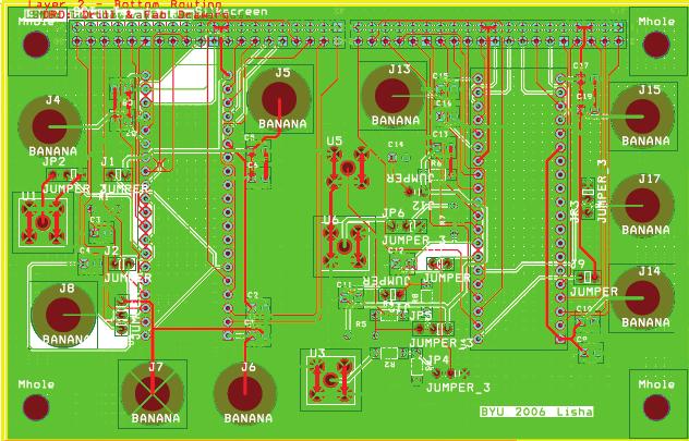 environment. The layout of the PCB designed for the op amp chip test is shown in Fig. 6.4. Figure 6.4: The PCB layout Two different settings are provided on the PCB.