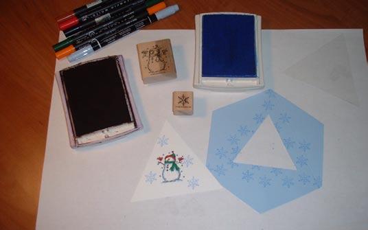 Step Four: stamp and decorate cardstock using side that is