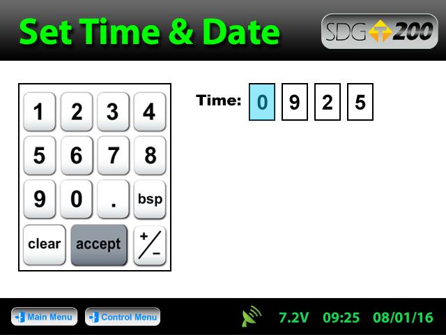 The date will display in either the MM/DD/YY or DD/MM/YY format which may be toggled from the button located on both screens.