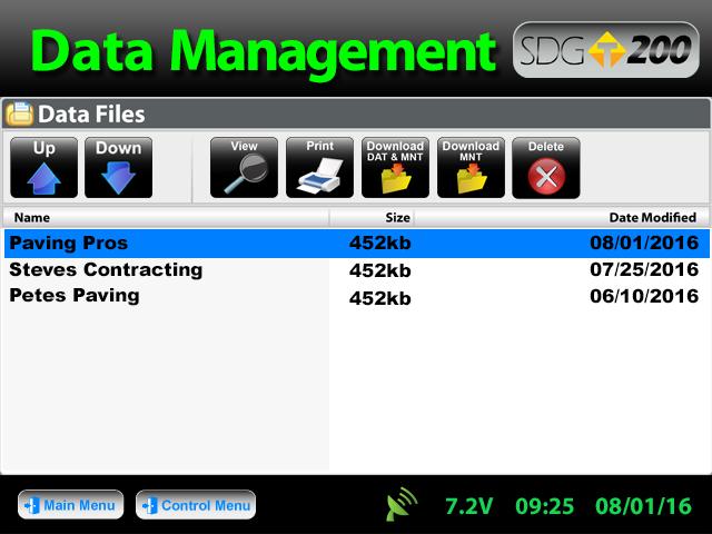 Viewing a Project File Once you are in the Data Management screen you can view completed readings from your project files.