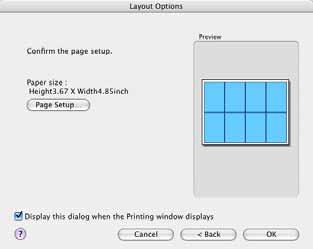 1 In the Layout Options window, select Prints to the Canon Compact Photo