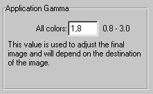 Application Gamma Application Gamma stores a correction value used to process final scanned image data as it is passed from Nikon Scan to the host application. Adjustment range: 0.8 to 3.