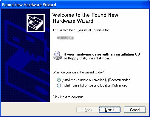 In case of Windows XP, Windows Server 2003/ Windows Server 2008/ Windows Vista 1) [Found New Hardware Wizard] is displayed, click [Next >] button. Following operation is required for Windows Vista.