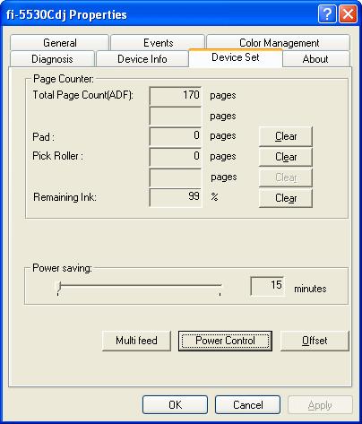 6.6 Device Setup Tab Information related to the operation and maintenance of the scanner driver can be displayed and set up.