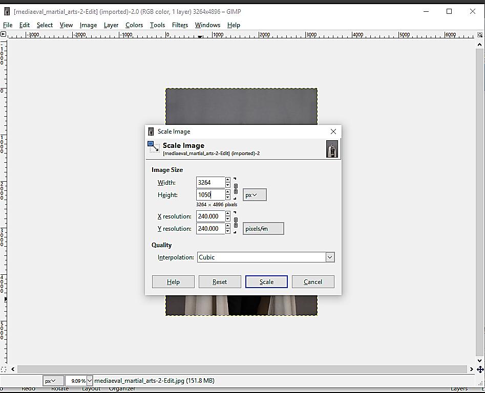 35 Changing pixel size in GIMP For a portrait orientation image change