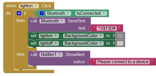 Fig.2 shows the block programming for establishing a connection with the Bluetooth module. When application screen is initialized, it checks whether Bluetooth is enabled.