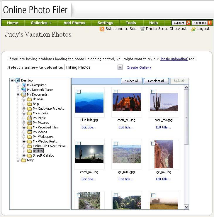 Uploading Photos With Image Uploader You have the option of uploading multiple images at once using the Image Uploader ActiveX control or uploading photos individually using the basic uploading
