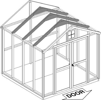 PARTS REQUIRED: x8 x8 6 x 4" (15, x 61 cm) WI x 4 x 54-1/16" (5,1 x 10, x 19,8 cm) RAFTERS x84 OO 1-1/4 x -1/ x 69" (, x 7,6 x 175, cm) TEMPORARY SUPPORT 1 You will build FOUR assemblies; Place two