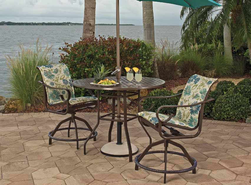 Aluminum Sling West Wind Sling Finish: BRNZ Padded Sling: G27 Table: Roma (discontinued) West Wind Sling 1 3/4 x 1/2 Oval Arm Available in Padded Sling #W2350 Dining Arm Chair 24 29 35 17 24 #W2350HB