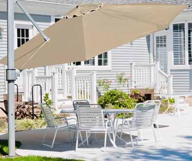 Umbrellas HAVEN CANTILEVER OASIS CANTILEVER Oasis & Haven Cantilevers Profile Size: 9 Square or 11 Octagon Ribs: (8) Aluminum Ribs Pole: Powder Coated Aluminum, Silver Matte Hardware: Stainless Steel
