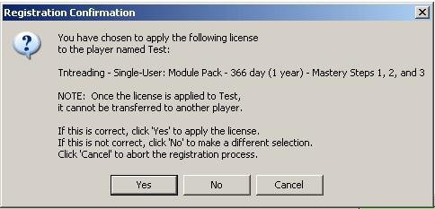 After selecting the player name, you will be prompted to choose the license you wish to