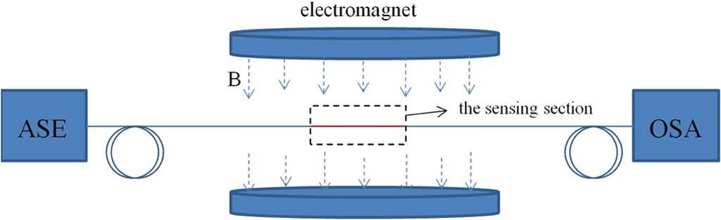 Fig. 2. Schematic diagram of the experimental setup for investigating the magnetic field sensing properties of the proposed structure.