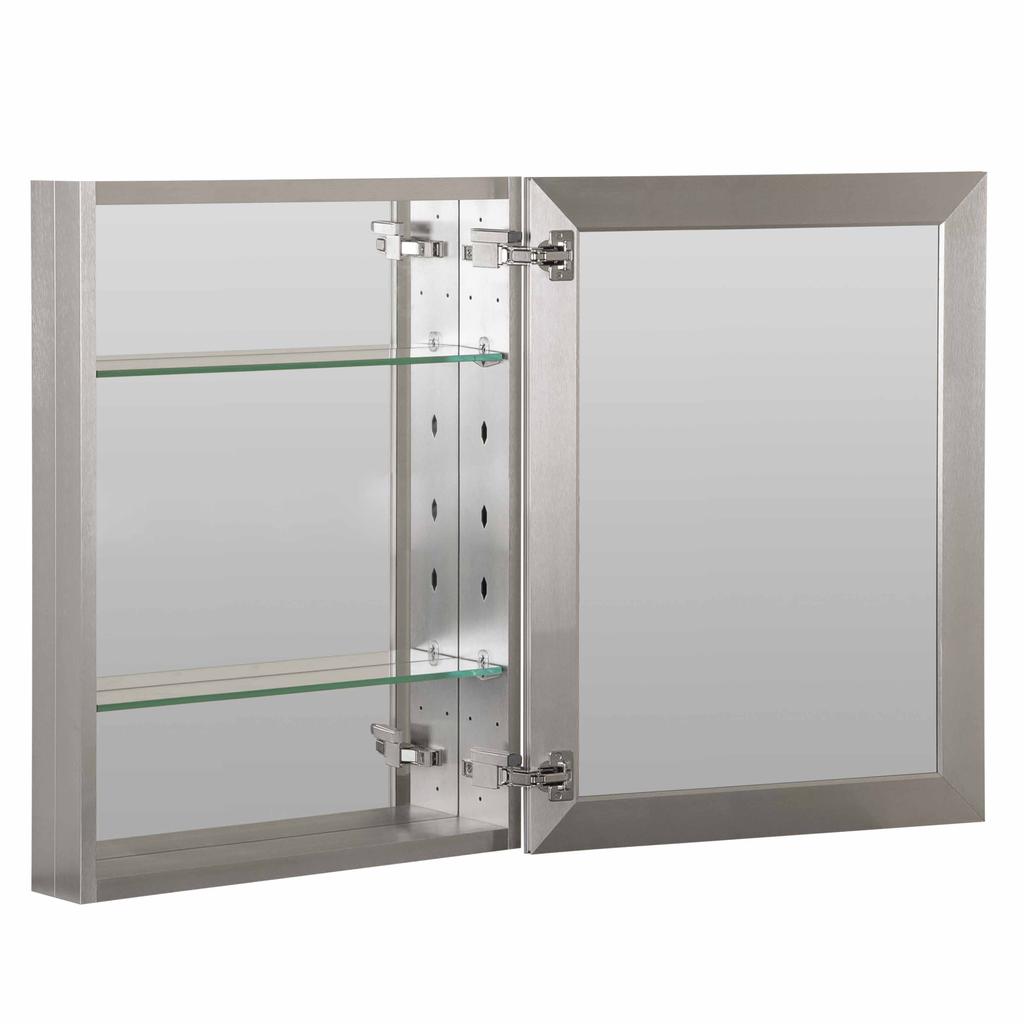 appearance Coordinating metal side panels included for surface mounting Mirrored interior Slow close door hinges Assembled dimensions 16" W x 47 16" D x 20" H $229.00 23 LB. www.