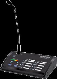 There are two proirity microphone input, where each microphone is a gooseneck tabletop controlsystem, able to adress all, one or several zones.