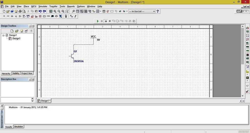 Step 9 : after selecting V CC and BJT place it in design, Step 10